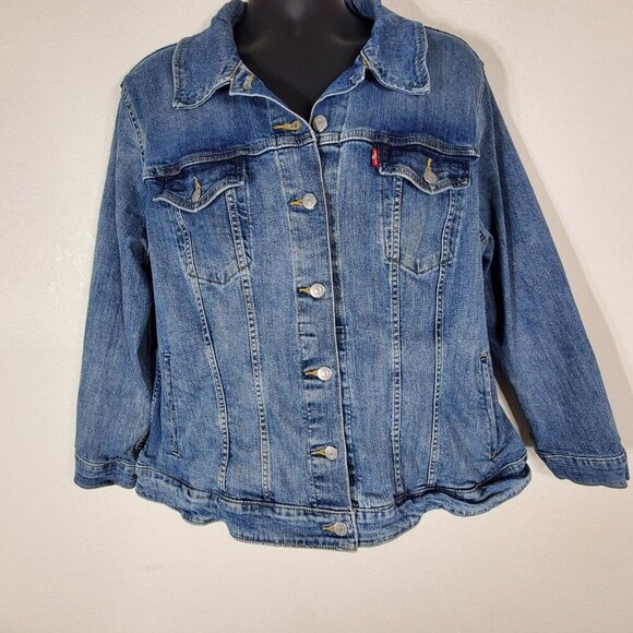 Levis Denim Trucker Jacket Plus Size 3X Womens Blue Jean Jacket Cowgirl Western - Picture 10 of 12